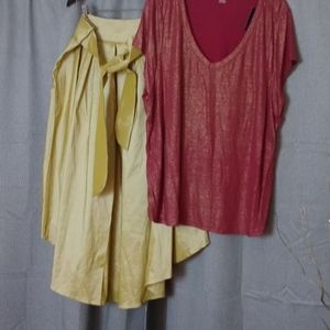 Metallic gold skirt and metallic burgundy and gold